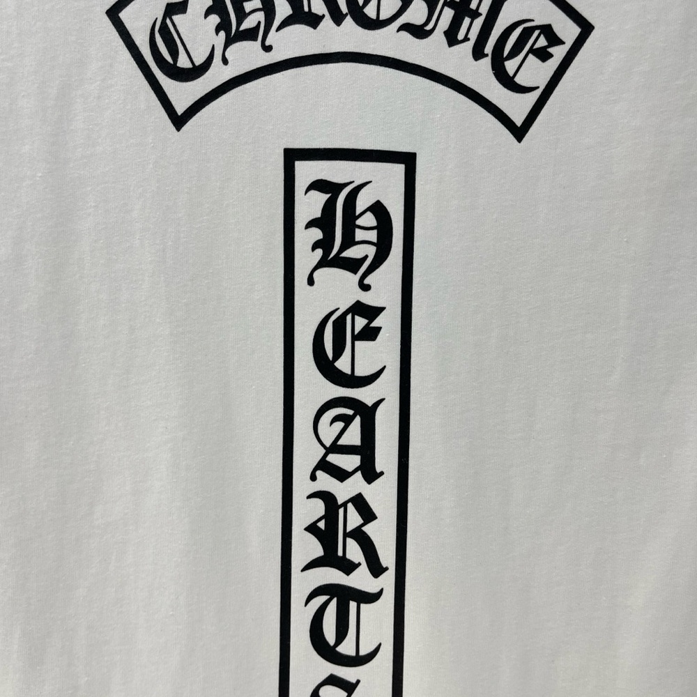 Chrome Hearts White V-Neck Tee with Black Graphics - Picture 6 of 7